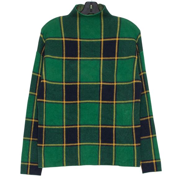 Rachel Zoe Sweater Academia Preppy Old Money Cottage Tartan Plaid Green Medium - Picture 1 of 5